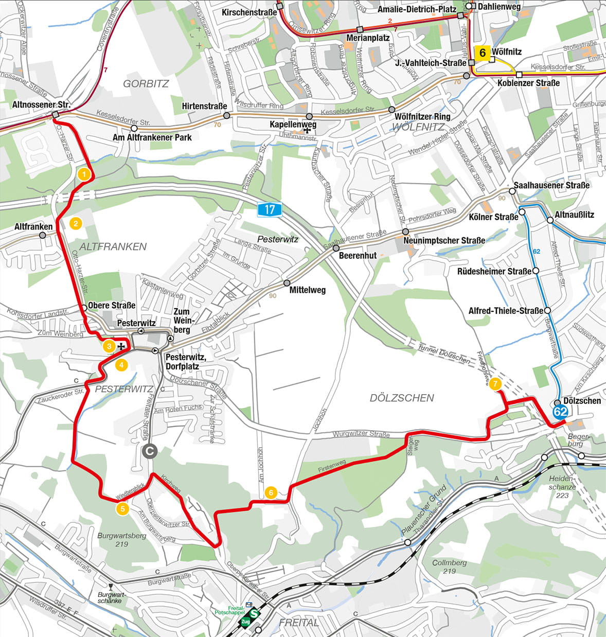 Karte der Route